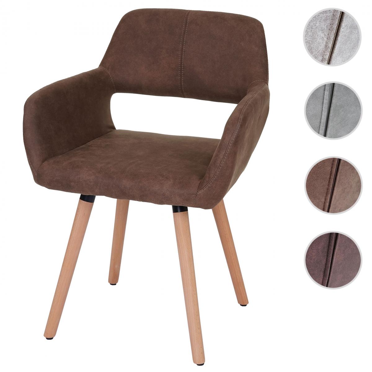 Mendler - Chaise de salle à manger HWC-A50 II, fauteuil, design rétro des années 50 ~ tissu, marron - Chaises