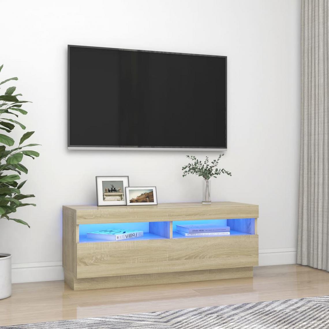 Vidaxl - vidaXL Meuble TV avec lumières LED Chêne sonoma 100x35x40 cm - Meubles TV, Hi-Fi