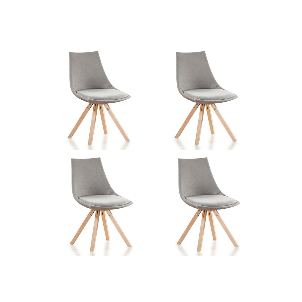 Designetsamaison - Lot de 4 chaises scandinaves grises en tissu - Minsk - Chaises
