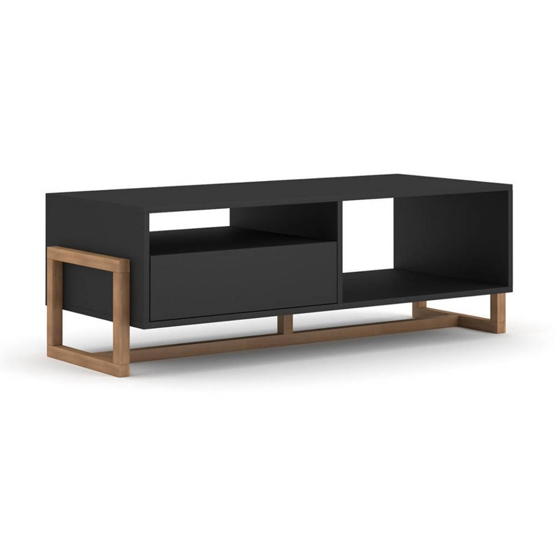 Pegane - Table basse coloris noir mat - Longueur 119 x Profondeur 50 x Hauteur 41 cm - Tables basses