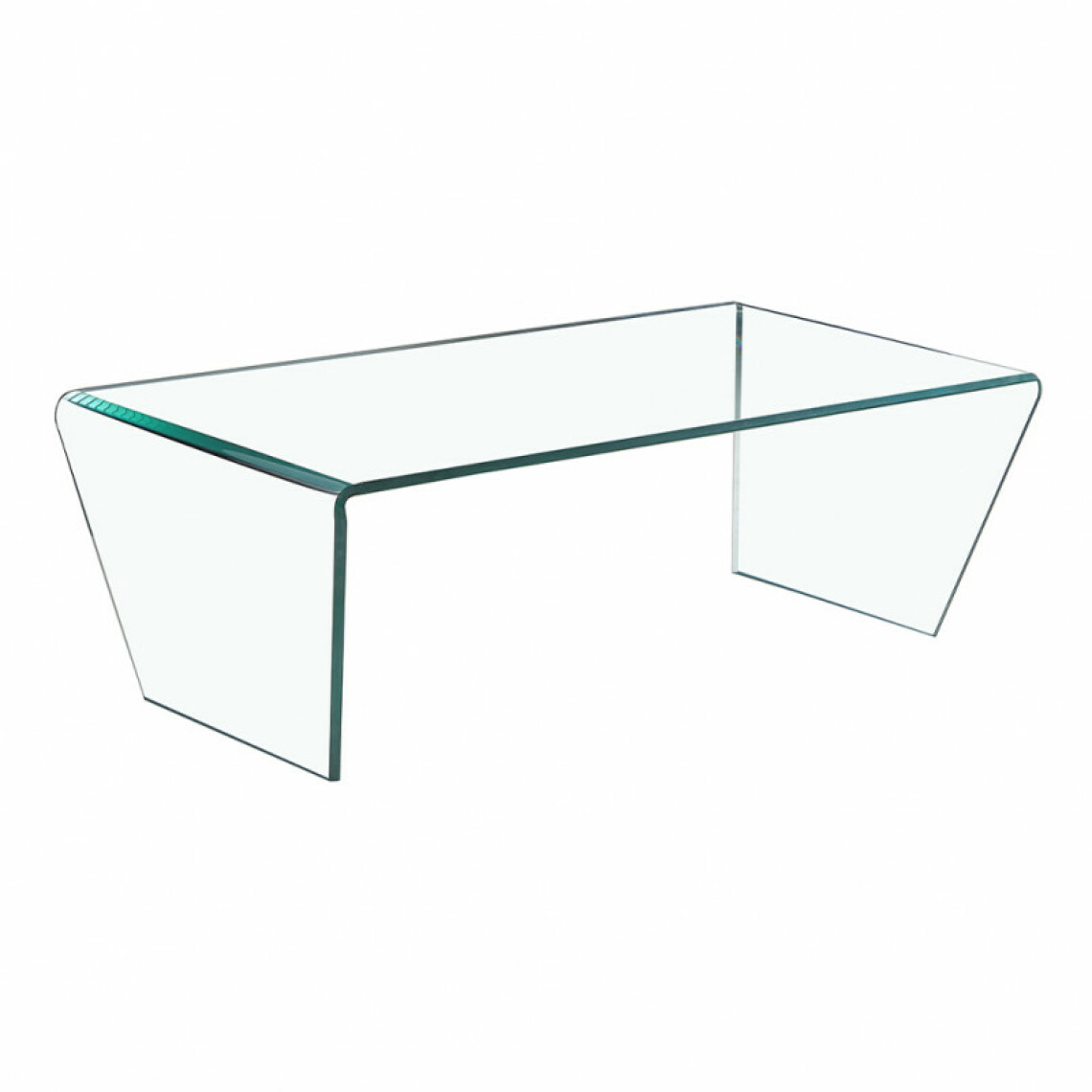 Meubletmoi - Table basse rectangulaire en verre trempé et piètements inclinés - ICE - Tables basses
