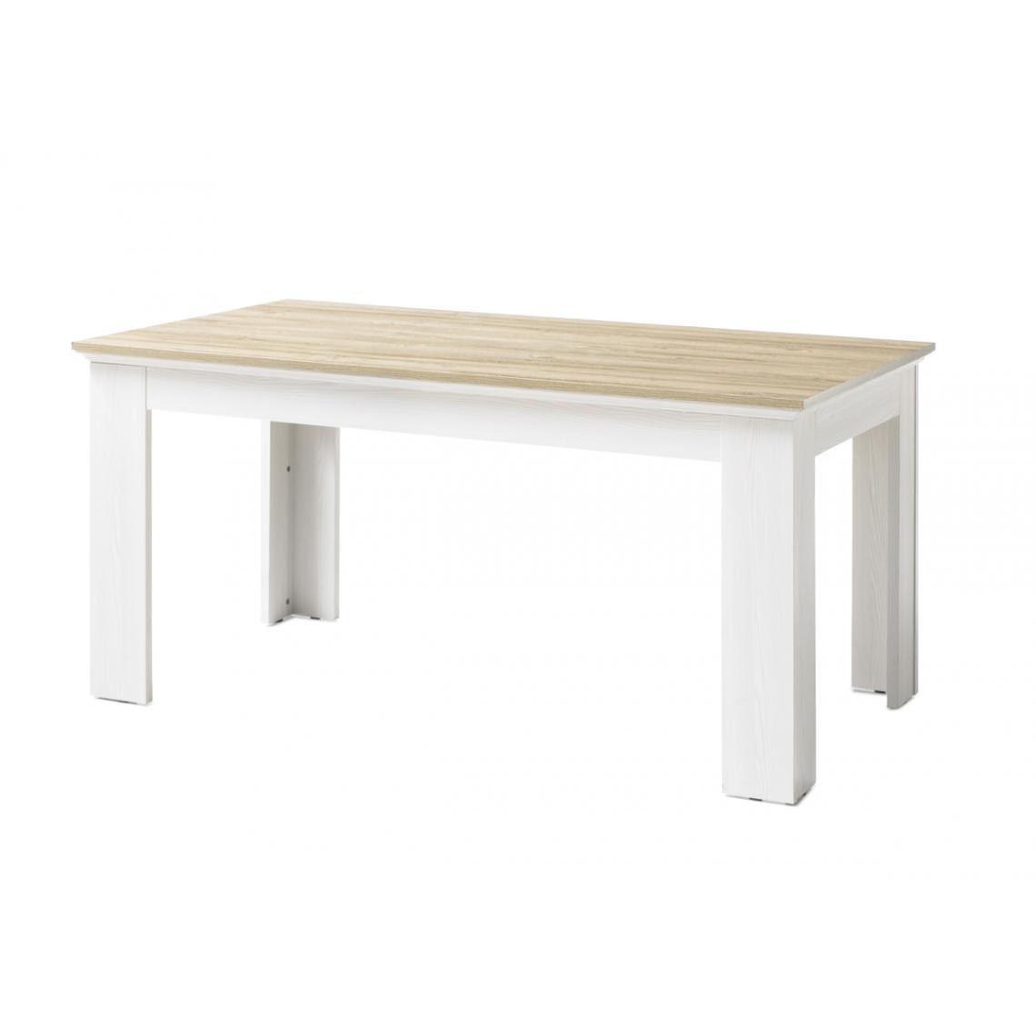 Pegane - Table en chêne coloris blanc - L160 x H76 x P90 cm - Tables à manger