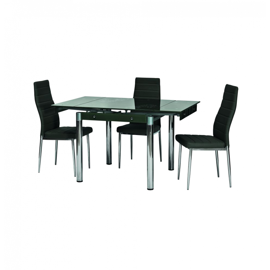 Ac-Deco - Table extensible 6 personnes - GD082 - 80-131 x 80 x 75 cm - Noir - Tables à manger