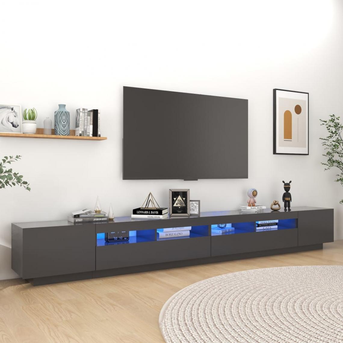 Vidaxl - vidaXL Meuble TV avec lumières LED Gris 300x35x40 cm - Meubles TV, Hi-Fi