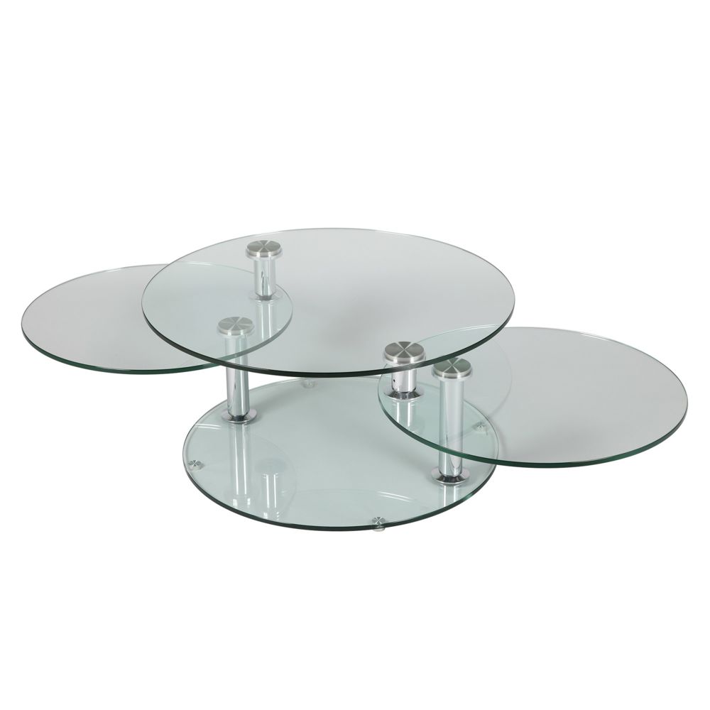 marque generique - Table basse 3 plateaux ovales en verre trempé GLASS - Meubles TV, Hi-Fi
