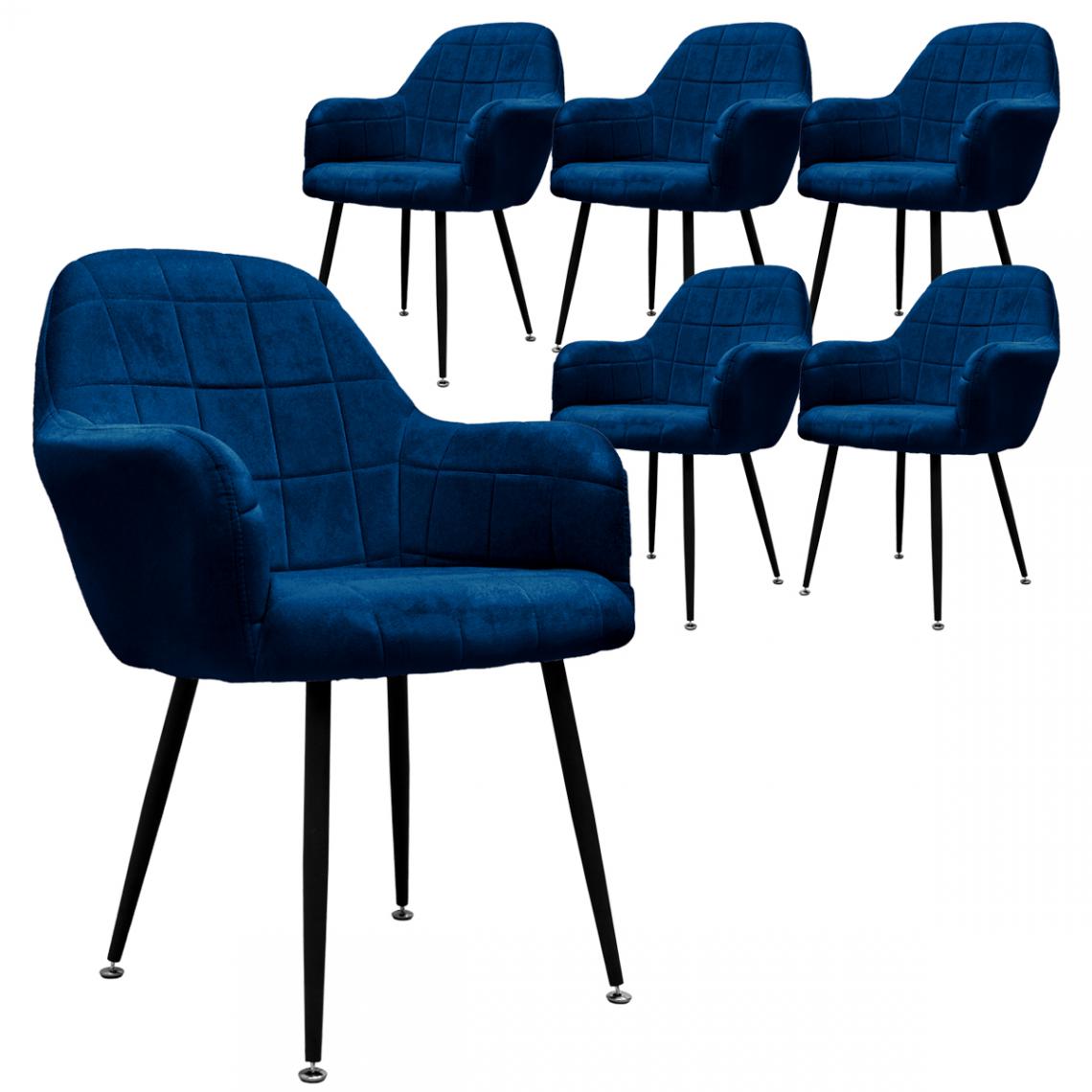 ML-Design - Lot de 6 chaises de salle à manger bleu foncé - Chaises