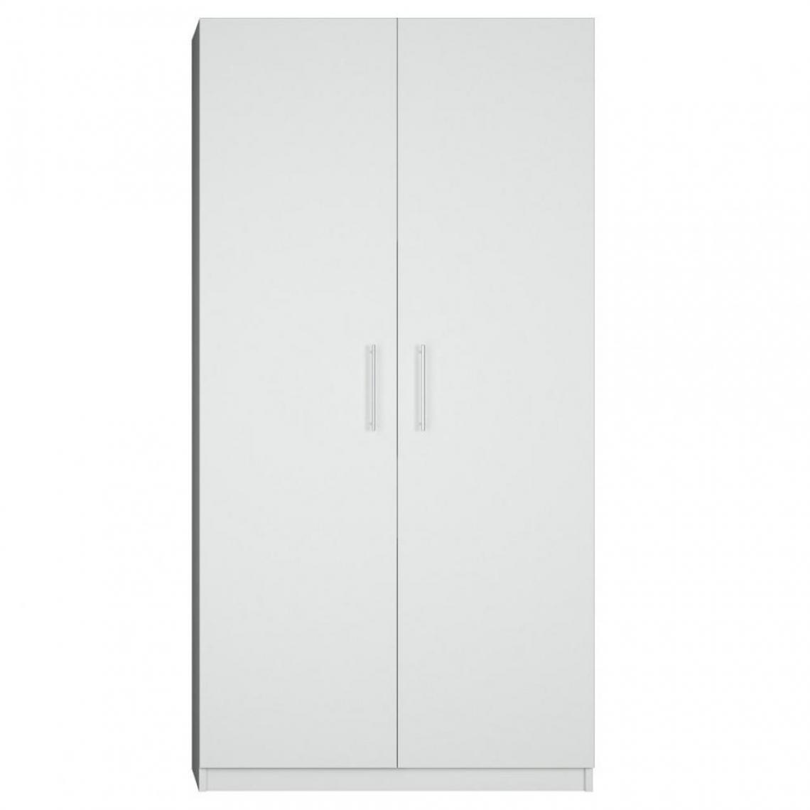 Inside 75 - Armoire de rangement 2 portes lingère largeur 100 cm coloris blanc mat - Etagères