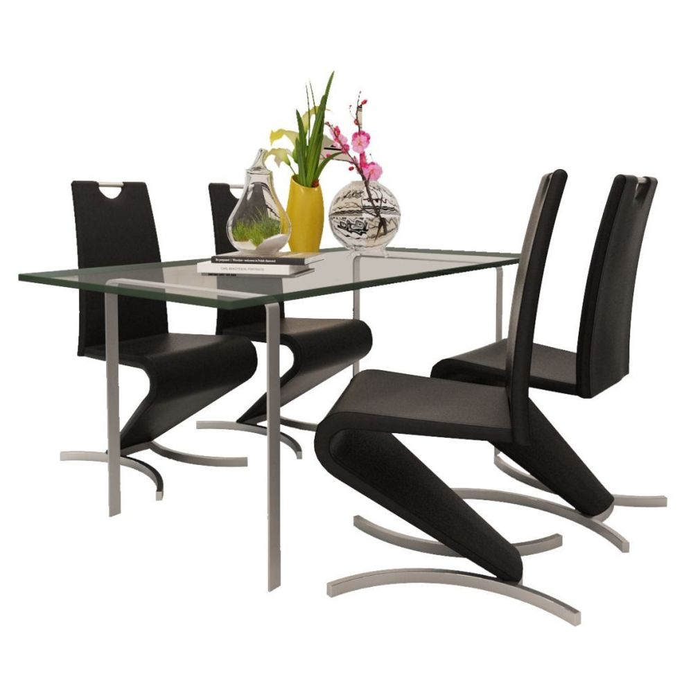 marque generique - sublime Fauteuils gamme Windhoek Chaise de salle à manger 4 pcs Cantilever Cuir synthétique Noir - Chaises