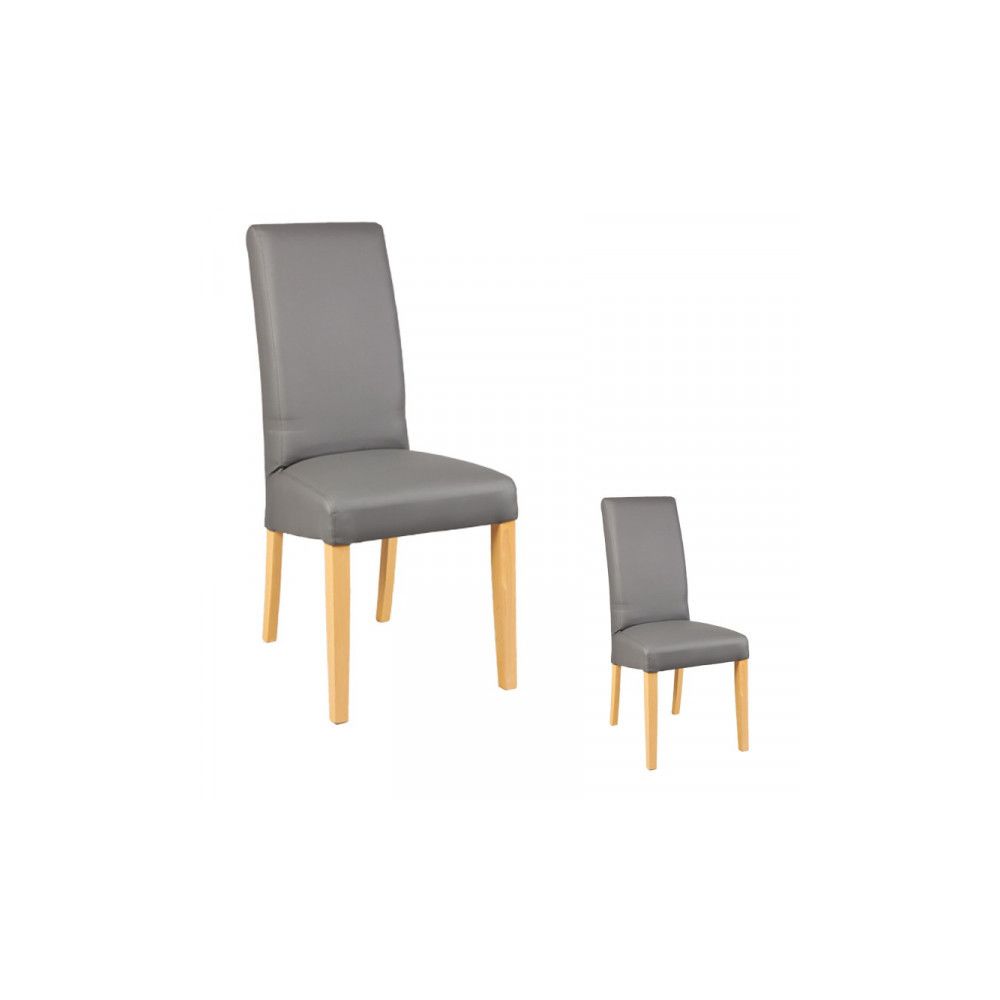 Dansmamaison - Duo de chaises Similicuir Gris - KABUN - L 47 x l 52 x H 97 cm - Chaises