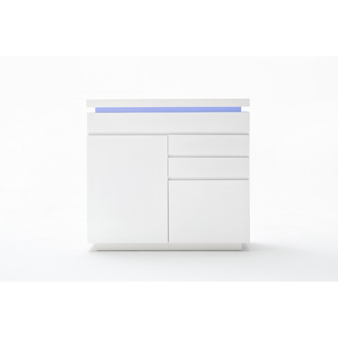 Pegane - Buffet avec LED coloris blanc - L120 x H114 x P40 cm - Buffets, chiffonniers