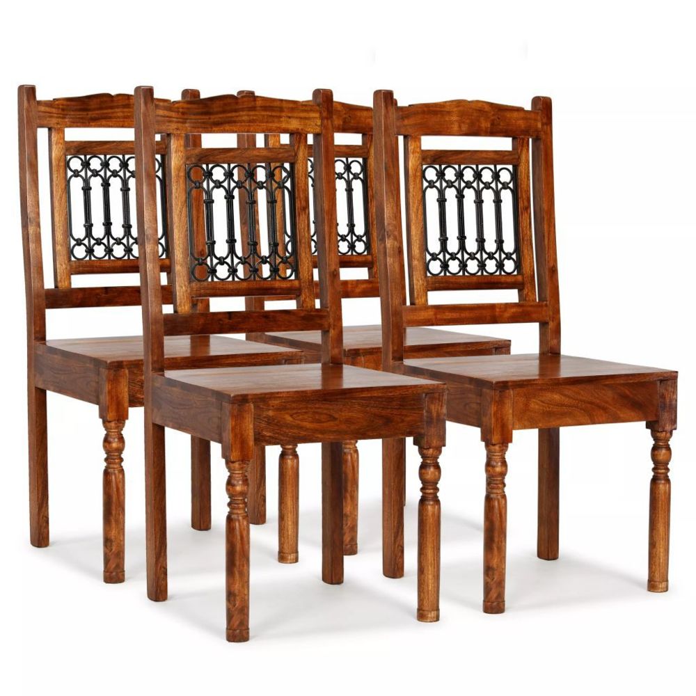 Vidaxl - Chaise de salle à manger 4 pcs Bois massif avec finition Sesham | Brun - Chaises de cuisine et de salle à manger | Brun | Brun - Chaises
