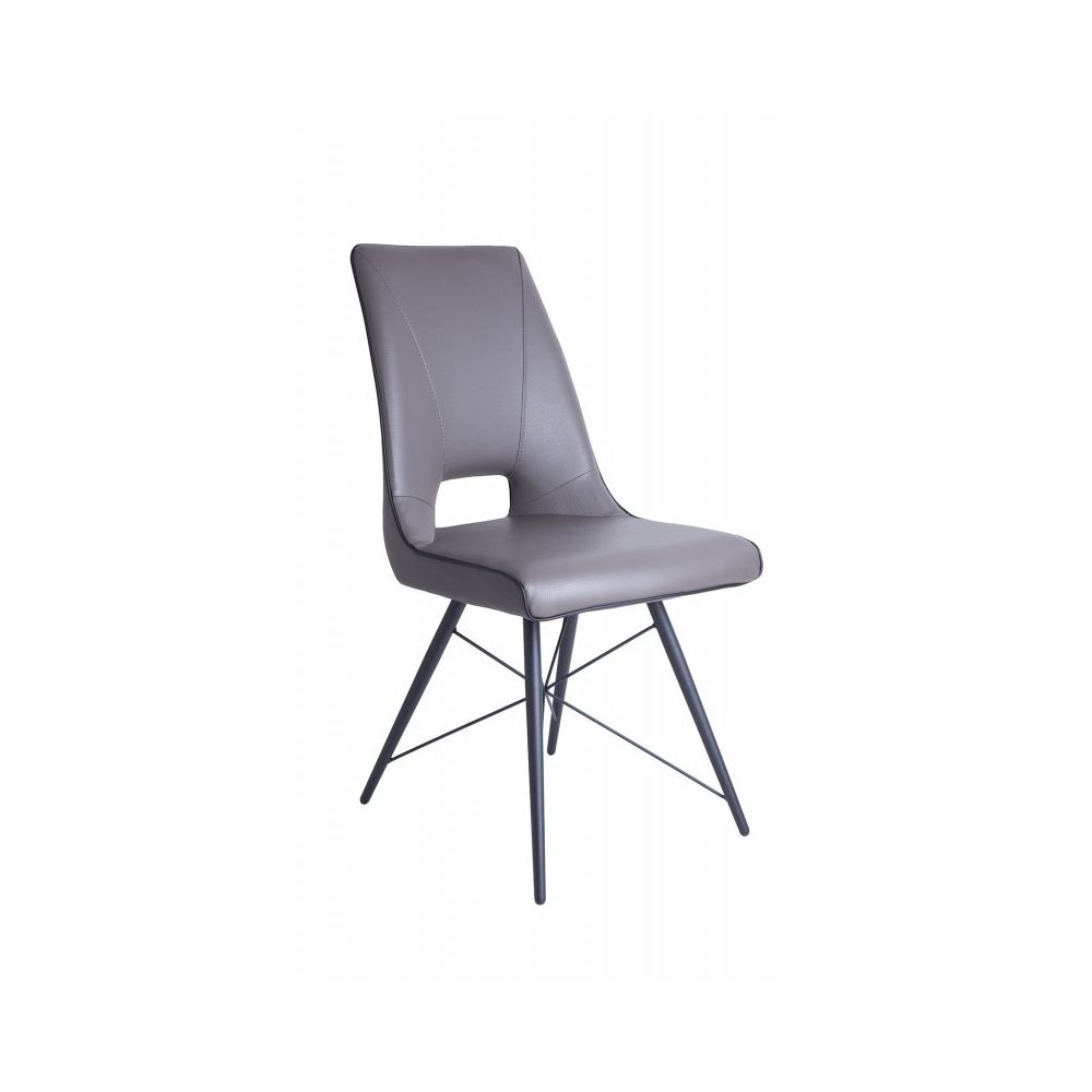 Meubletmoi - Chaise en simili taupe avec piètement filaire en métal - VOGUE - Chaises