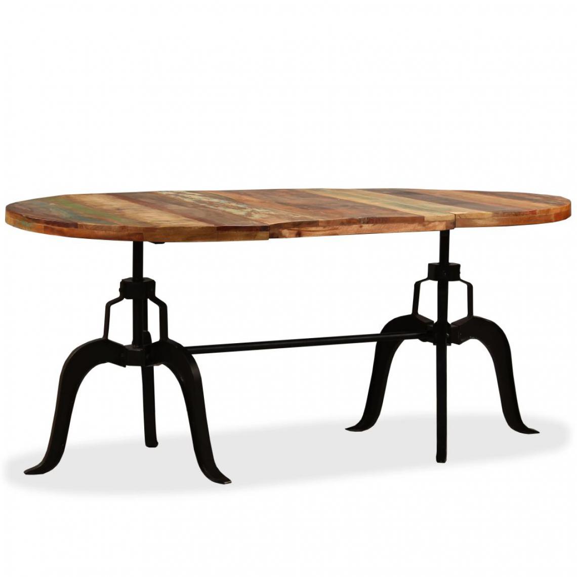Helloshop26 - Table de salon salle à manger design Bois massif recyclé et acier 180 cm 0902213 - Tables à manger