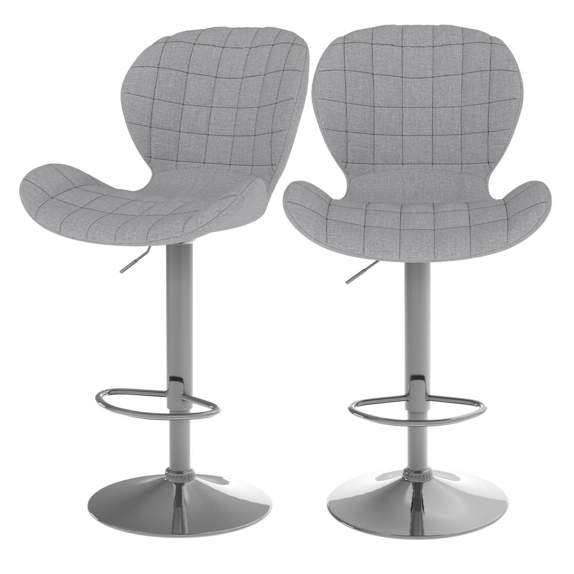 Rendez Vous Deco - Chaise de bar gris clair Mazzia 53/74 cm (lot de 2) - Tabourets