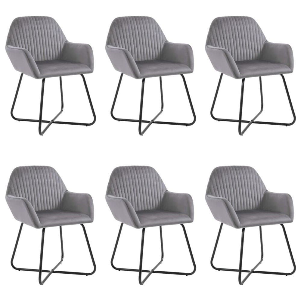 marque generique - Contemporain Fauteuils et chaises collection Berlin Chaises de salle à manger 6 pcs Gris Velours - Chaises