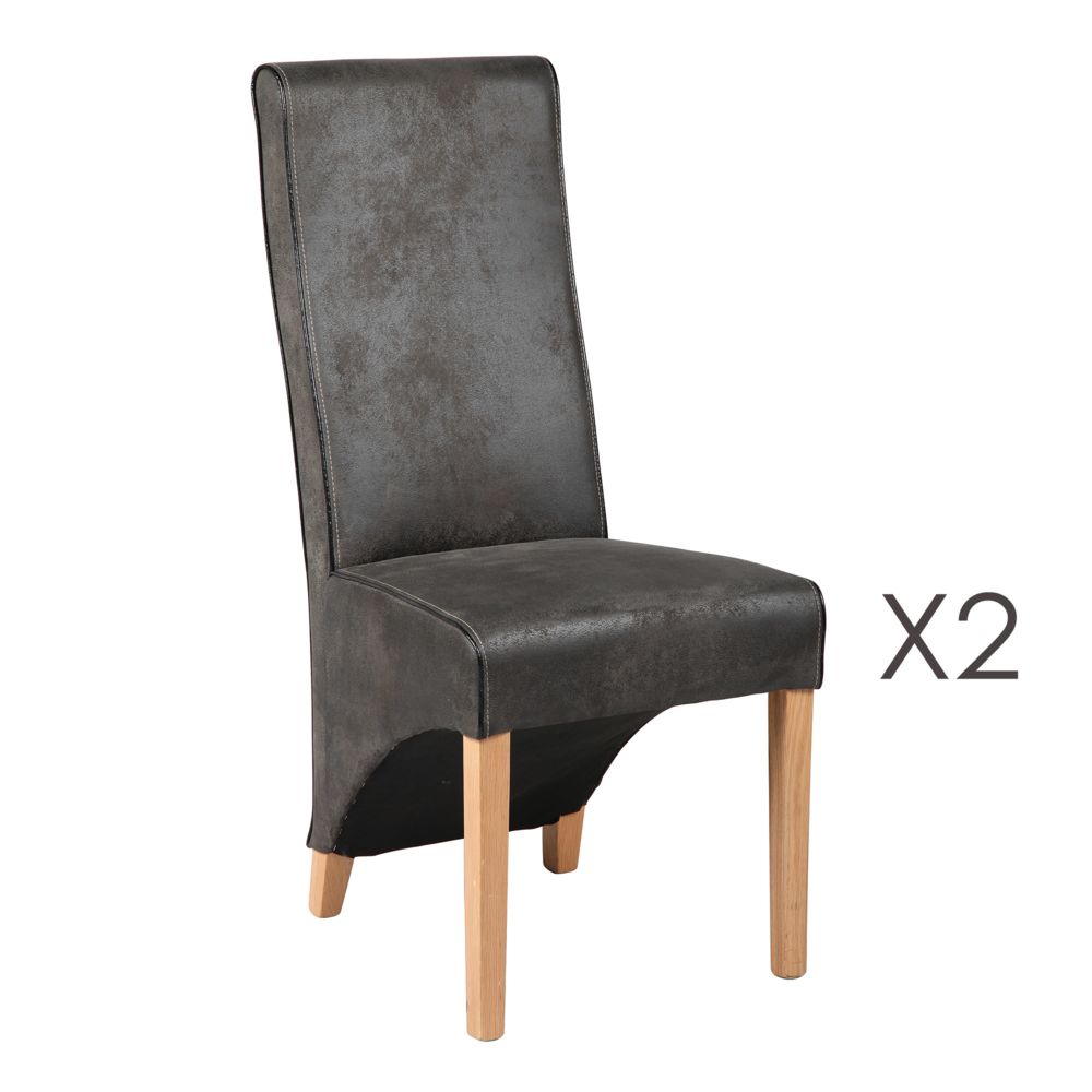 marque generique - Lot de 2 chaises en microfibre coloris gris - Chaises