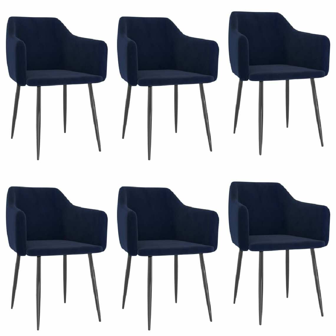 Chunhelife - Chunhelife Chaises de salle à manger 6 pcs Bleu Velours - Chaises