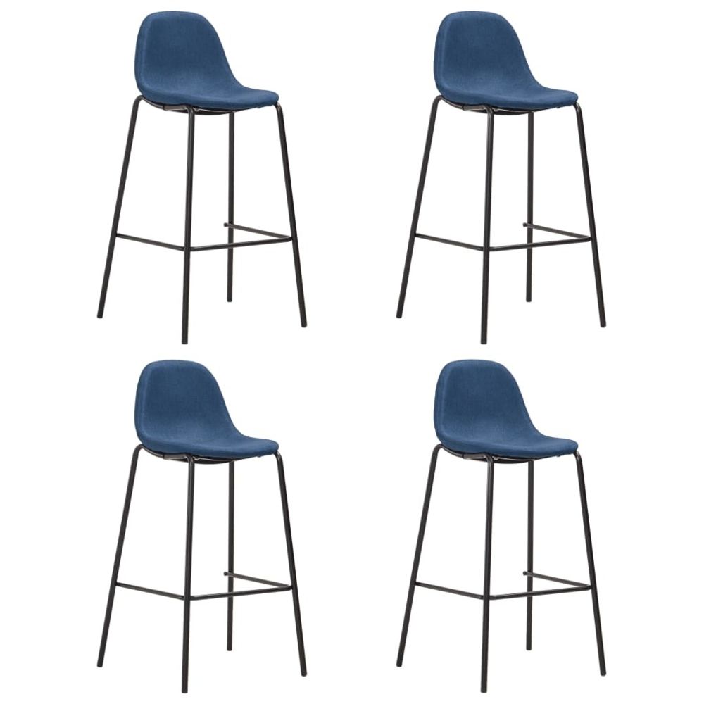 marque generique - Moderne Fauteuils et chaises reference Nicosie Chaises de bar 4 pcs Bleu Tissu - Tabourets