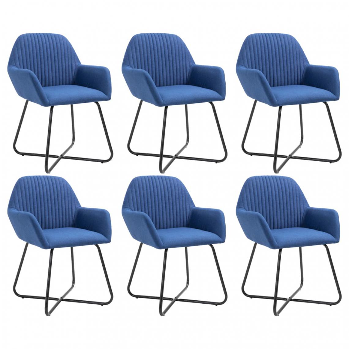 Chunhelife - Chunhelife Chaises de salle à manger 6 pcs Bleu Tissu - Chaises