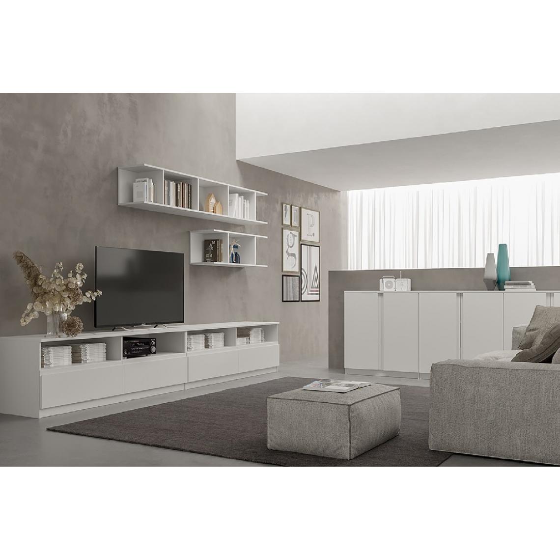 Homemania - HOMEMANIA Meuble TV Mik - Blanc - 160 x 44,5 x 53,5 cm - Meubles TV, Hi-Fi