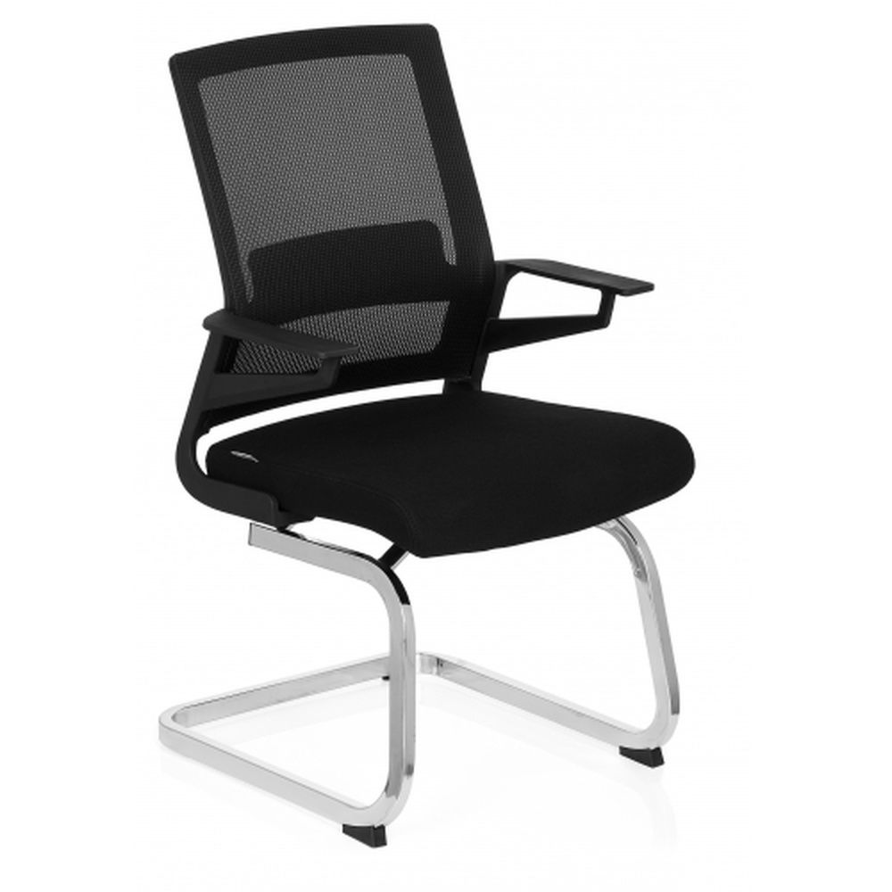 Hjh Office - Chaise de conférence / chaise à piètement luge / siège INVENTOR V tissu noir hjh OFFICE - Chaises