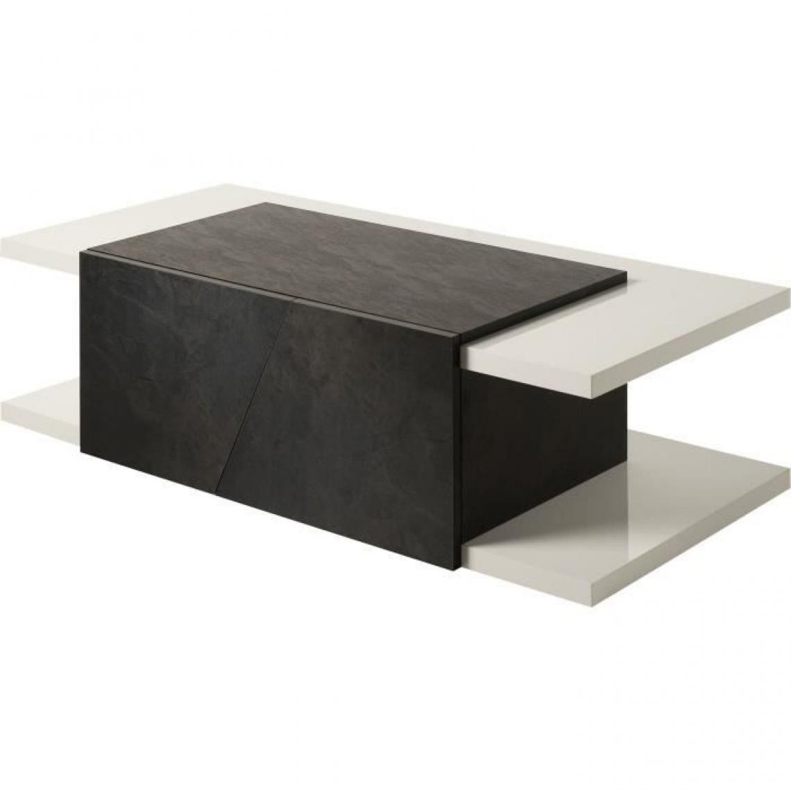 Cstore - Table basse 2 portes - Structure en panneau de particule épaisseur de 18mm - Blanc et gris - Cooper - Tables basses