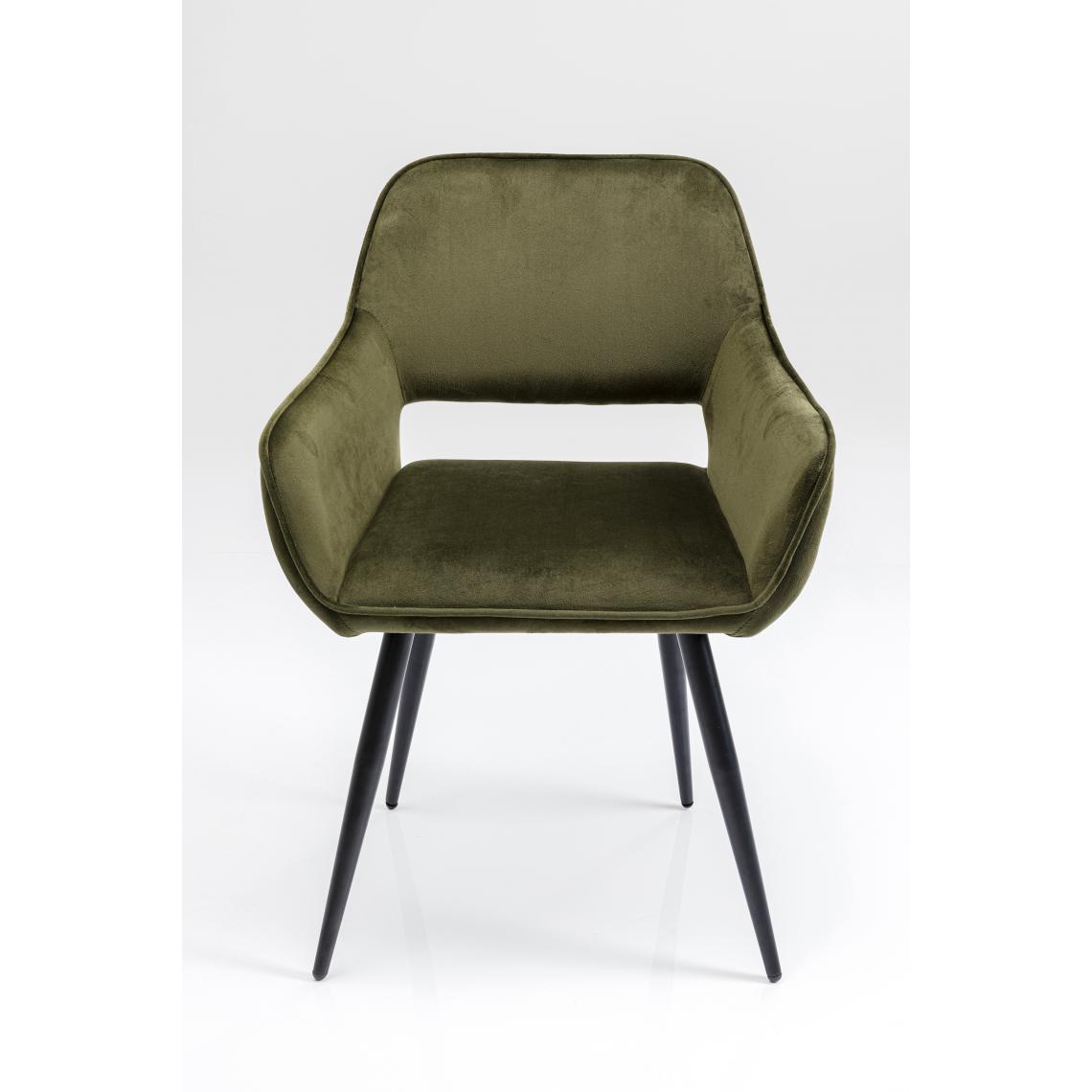 Kare Design - La Déco Design Innovante - Chaise Vert Foncé avec Accoudoirs et Pieds en Acier Noir LEANA - Chaises
