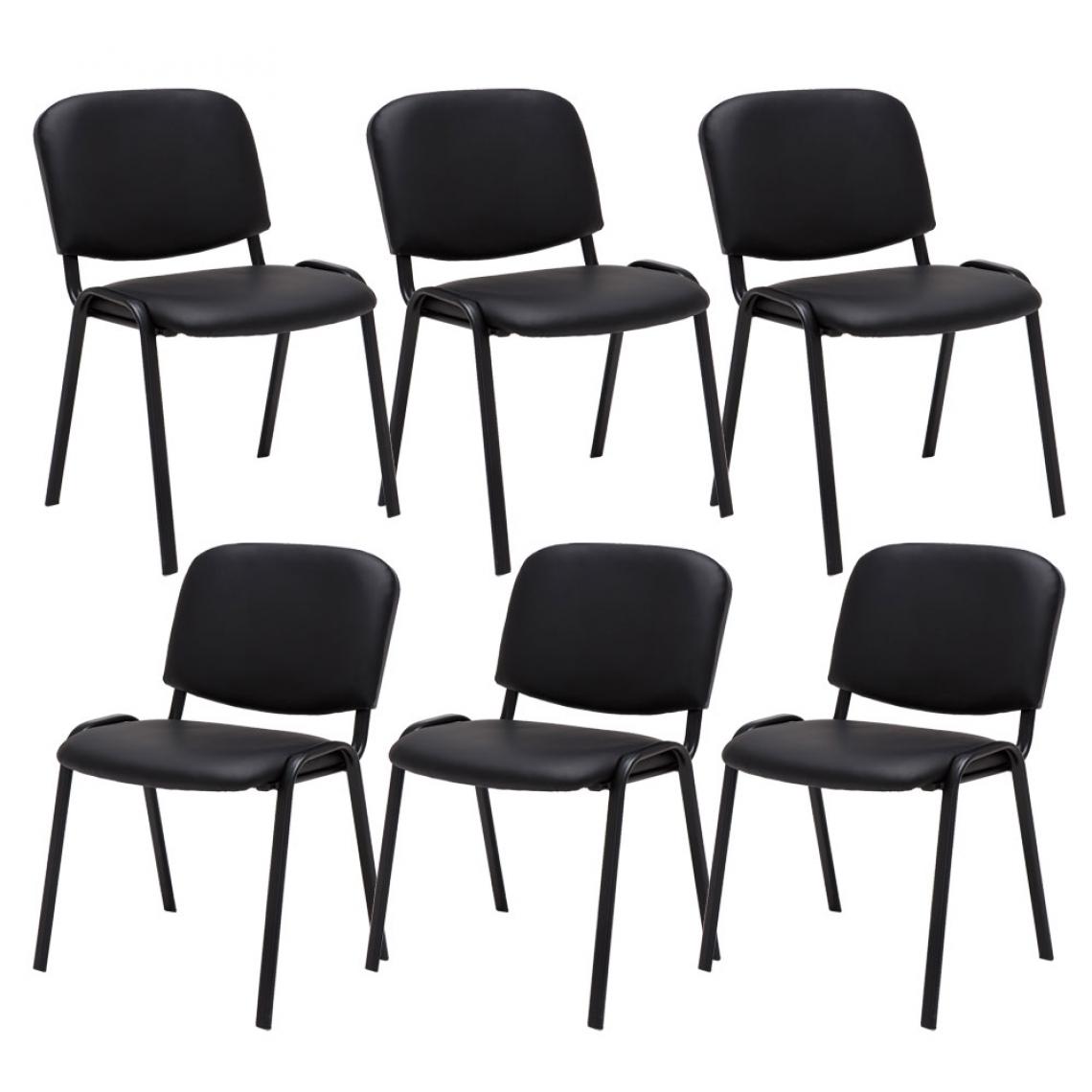 Icaverne - Admirable Lot de 6 chaises visiteurs famille Bamako en cuir artificiel couleur noir - Chaises