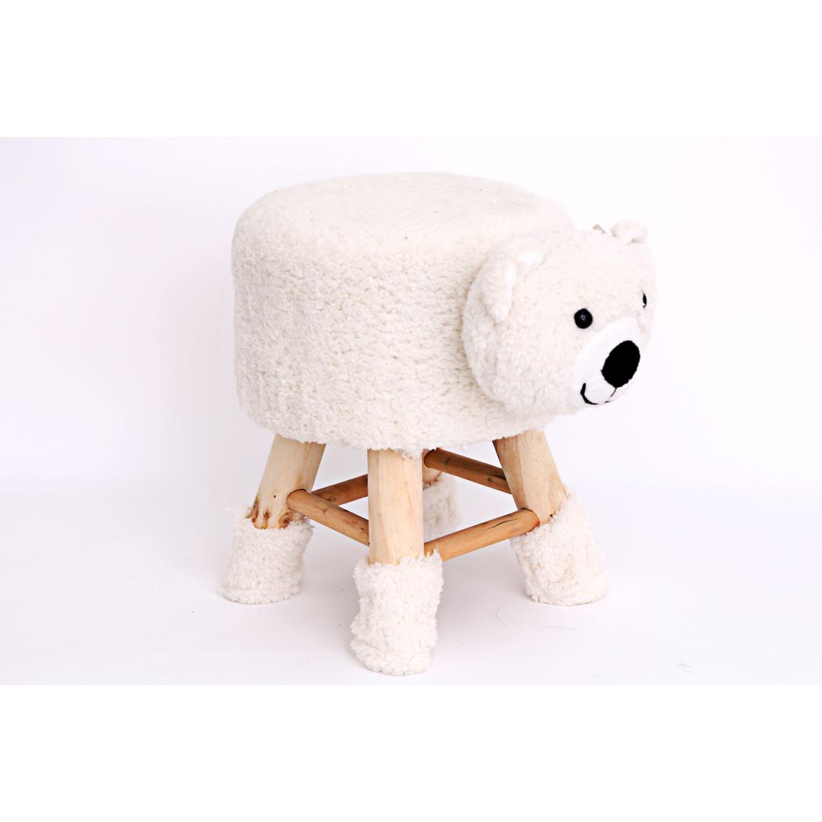 Heart Of The Home - Tabouret enfant Ourson Wilddidou - Blanc - Tabourets