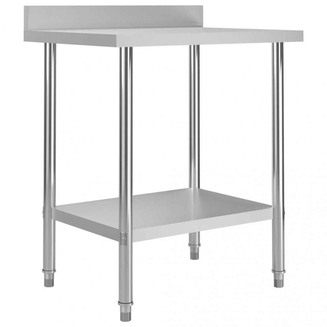 Helloshop26 - Table de travail de cuisine avec dosseret 80 x 60 x 93 cm acier inoxydable 02_0001909 - Tables à manger