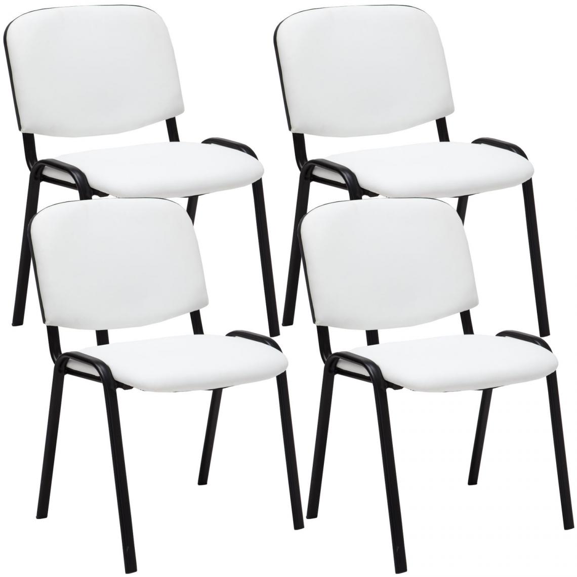 Icaverne - sublime Ensemble de 4 chaises visiteurs reference Bamako en similicuir couleur blanc - Chaises