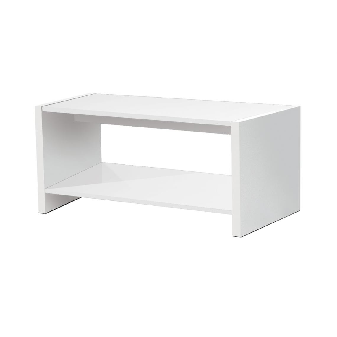 Pegane - Table basse coloris Blanc - longueur 77 x profondeur 40 x hauteur 39 cm - Tables basses