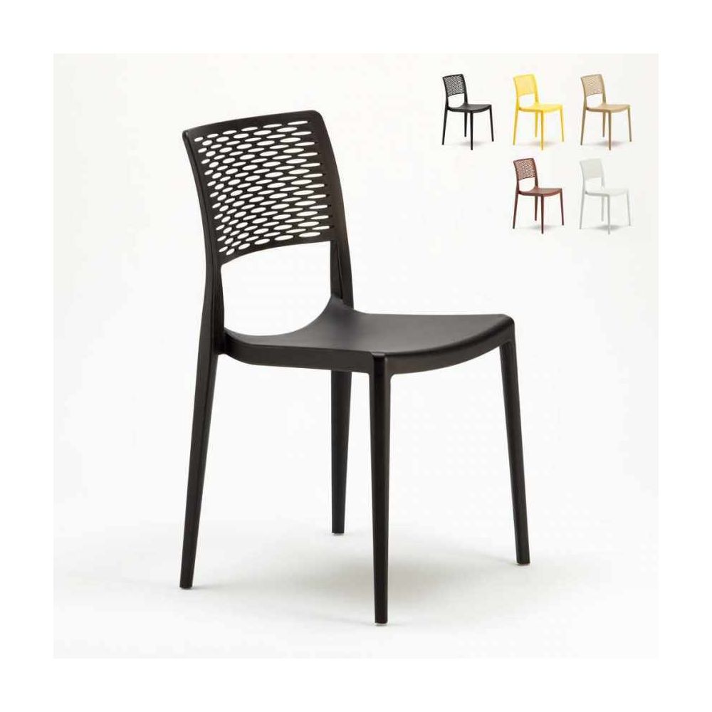 Ahd Amazing Home Design - Chaise pour salle à manger Bar et Jardin en Polypropylène Empilable et Légère Cross, Couleur: Noir - Chaises