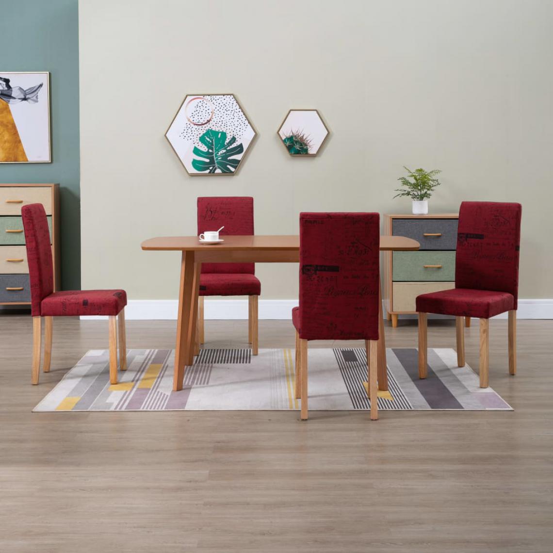 Icaverne - Superbe Fauteuils et chaises Bridgetown Chaises de salle à manger 4 pcs Rouge bordeaux Tissu - Chaises