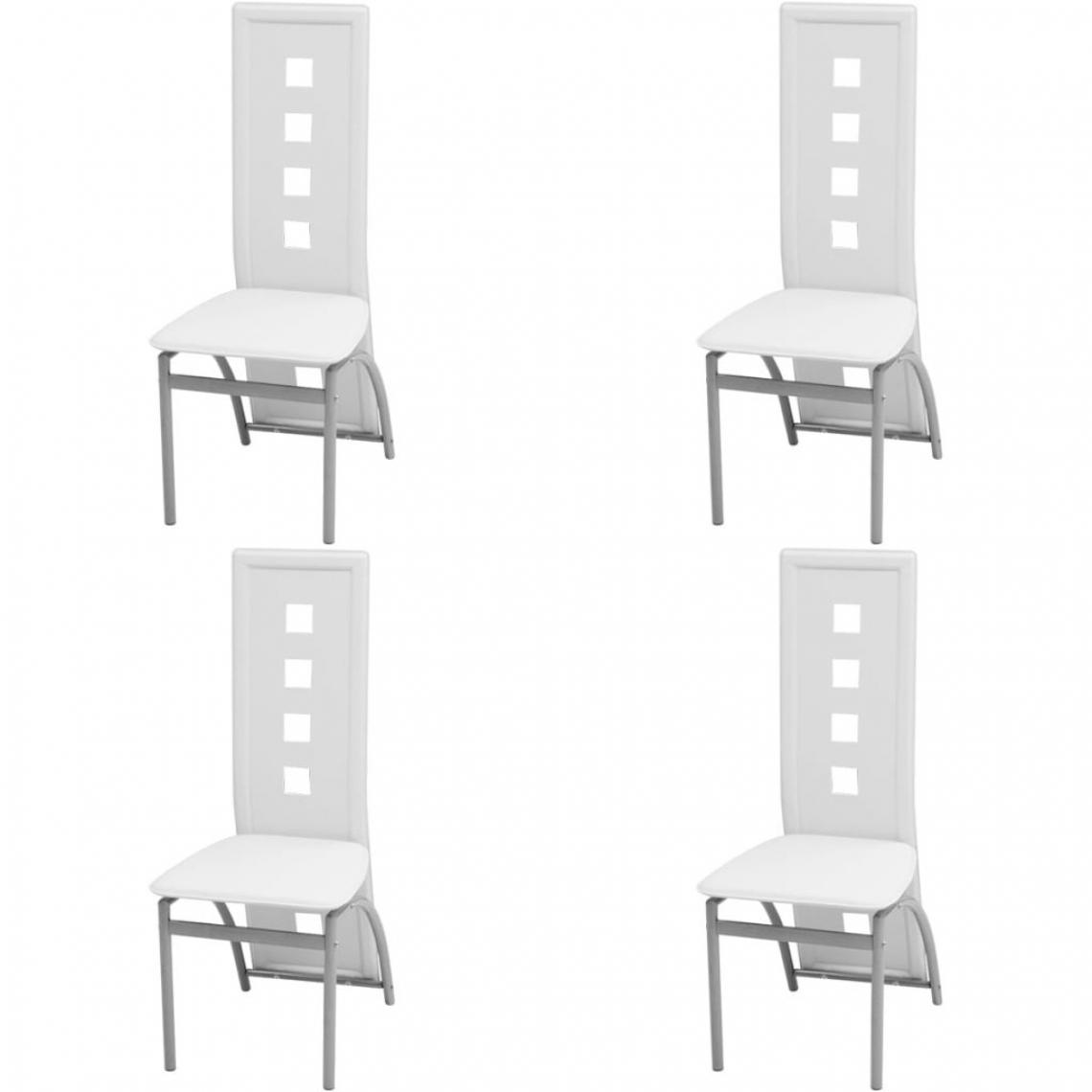 Vidaxl - Chaises de salle à manger 4 pcs Cuir artificiel Blanc - Blanc - Chaises