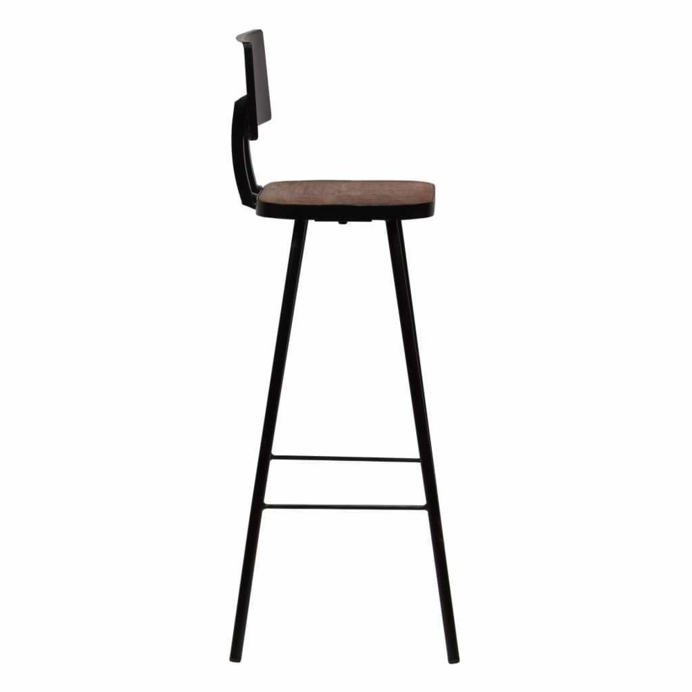 Helloshop26 - Lot de quatre tabourets de bar design chaise siège bois massif de récupération marron foncé 1202184 - Tabourets