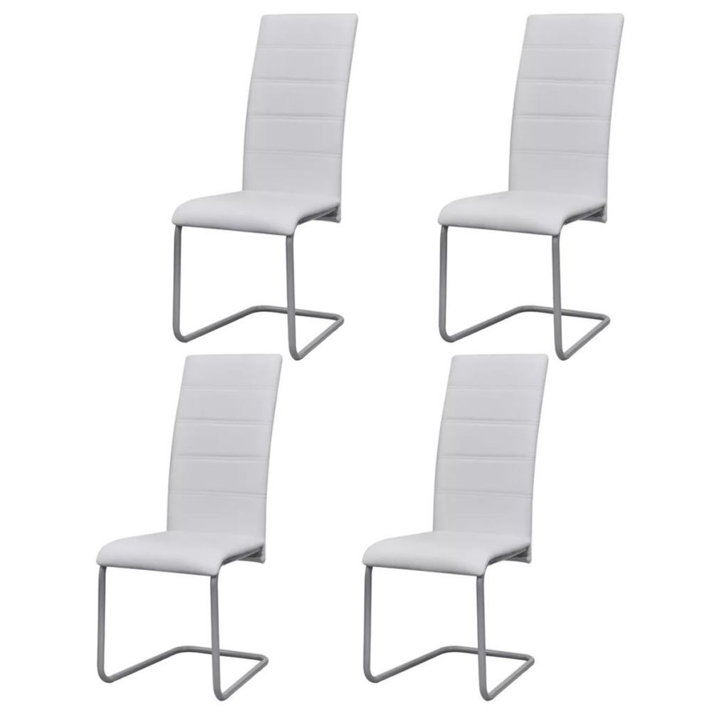 marque generique - Splendide Fauteuils gamme Bagdad Chaise de salle à manger 4 pcs Cantilever Blanc - Chaises