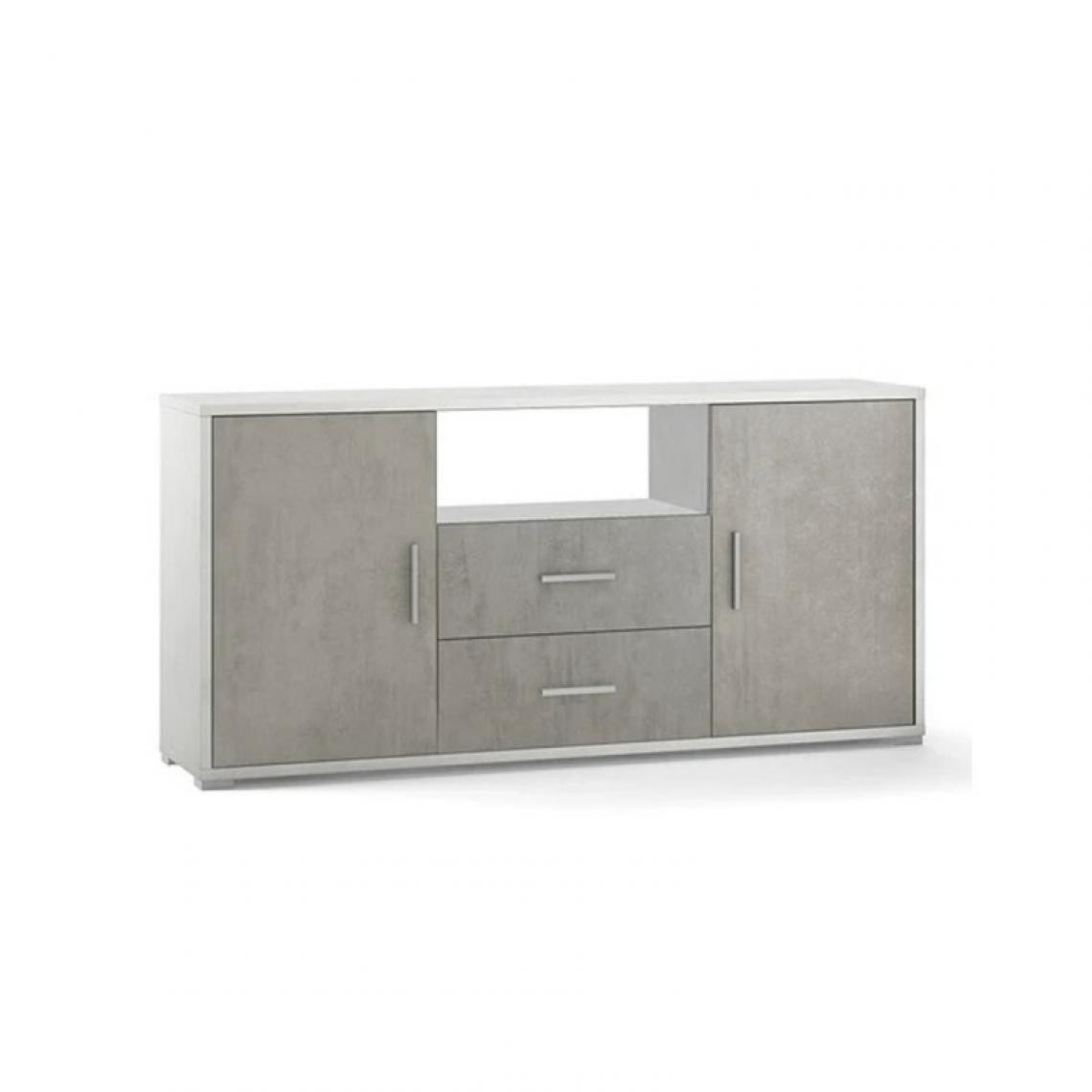 Webmarketpoint - Buffet avec deux portes et deux tiroirs Ciment Blanc 174x41x h84 cm - Buffets, chiffonniers