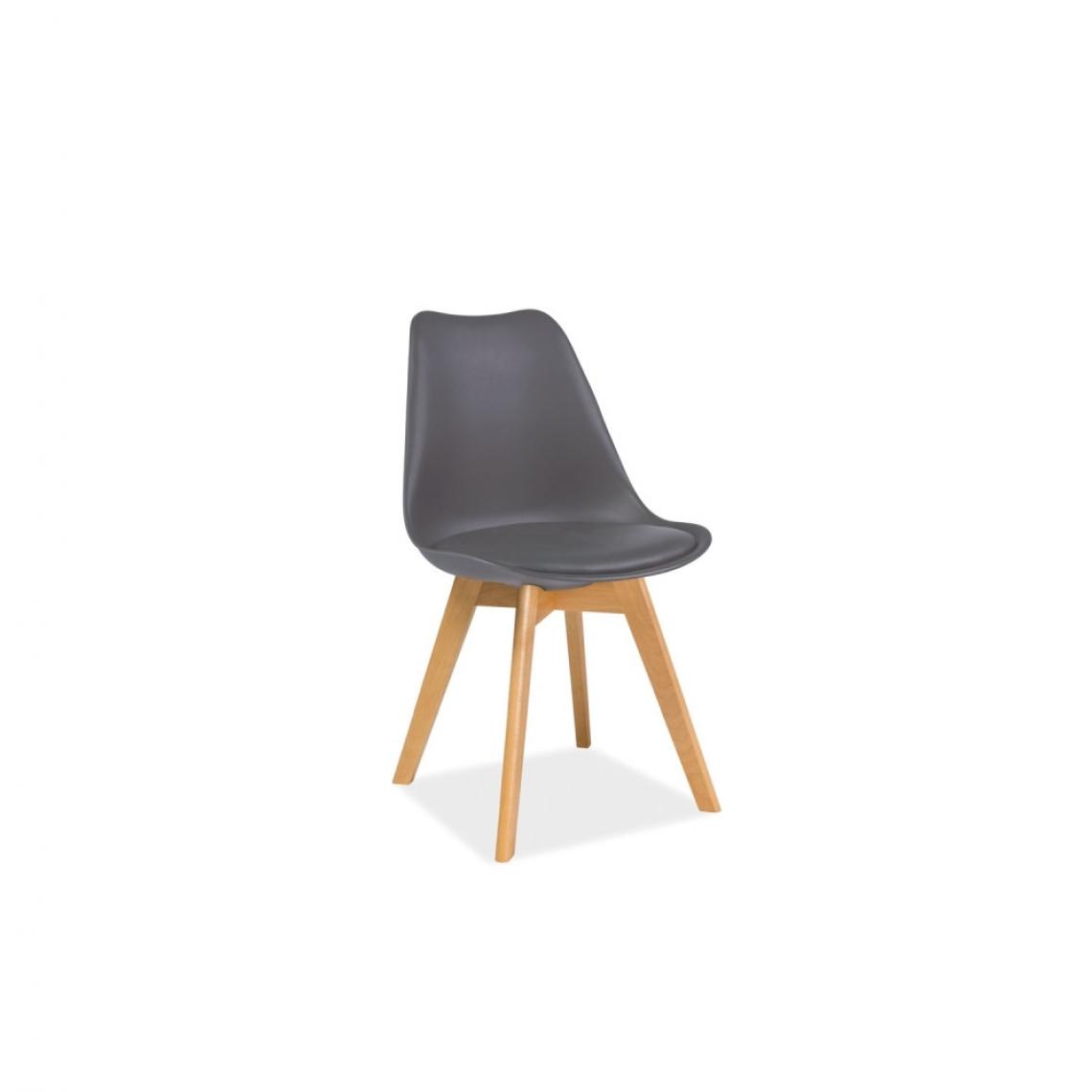Ac-Deco - Chaise - Kris - 49 x 41 x 83 cm - Cadre en bois couleur hêtre - Gris - Chaises