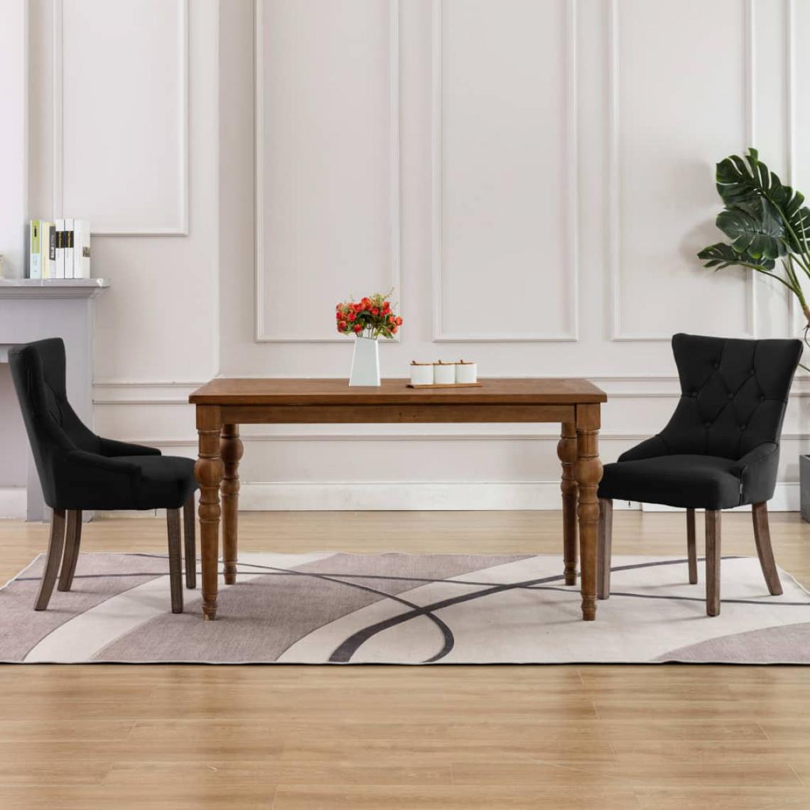 Icaverne - Moderne Fauteuils et chaises famille Le Caire Chaises de salle à manger 2 pcs Noir Tissu - Chaises