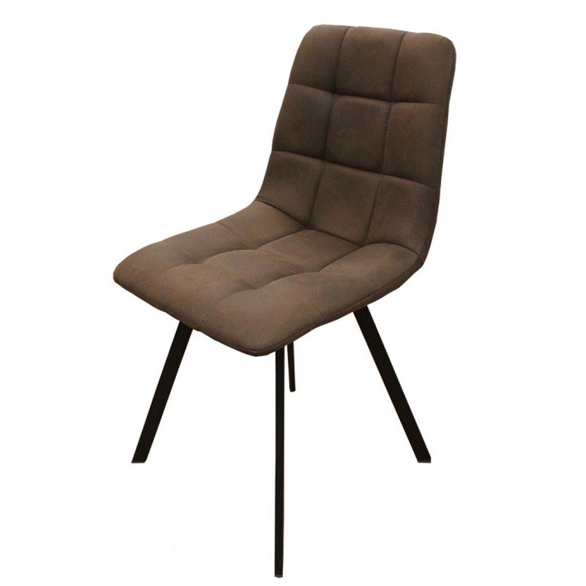 Sans Marque - Chaise en simili marron pieds métal noir - Marron - Chaises