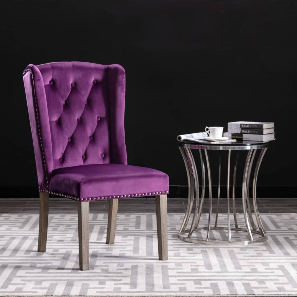 Icaverne - Contemporain Fauteuils et chaises serie Accra Chaise de salle à manger Violet Velours - Chaises