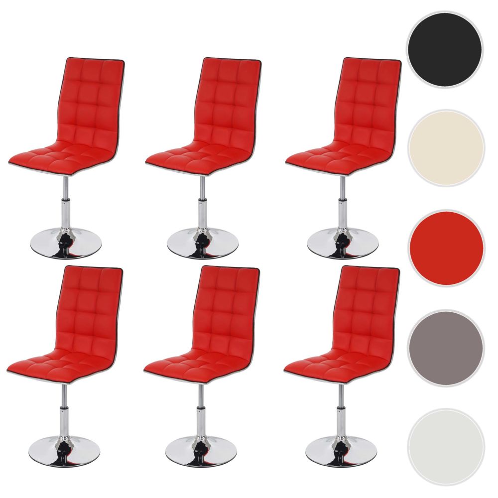 Mendler - 6x chaise de salle à manger HWC-C41, fauteuil, similicuir ~ rouge - Chaises