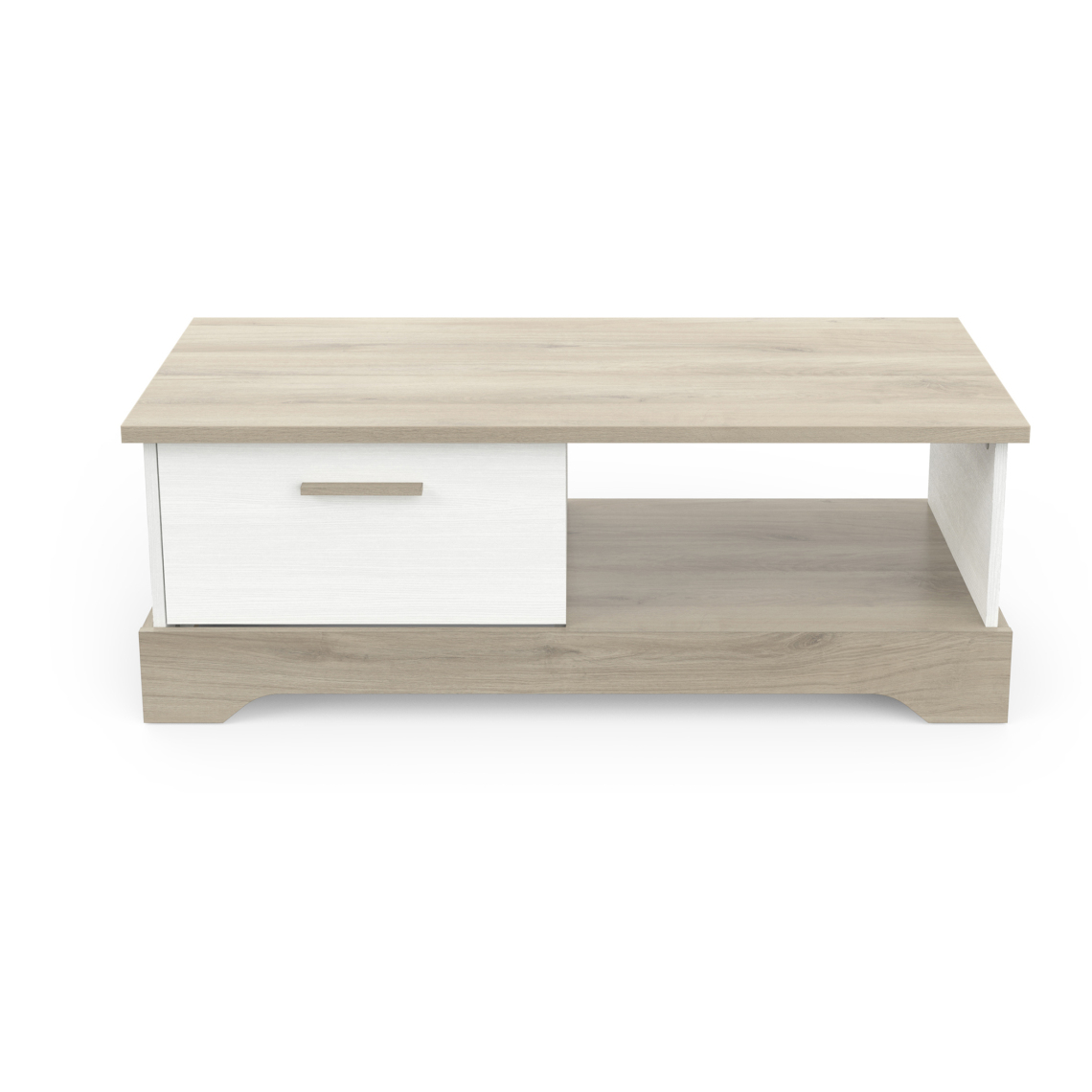 Pegane - Table basse coloris chêne kronberg / blanc - longueur 110 x profondeur 49,8 x hauteur 40 cm - Tables basses