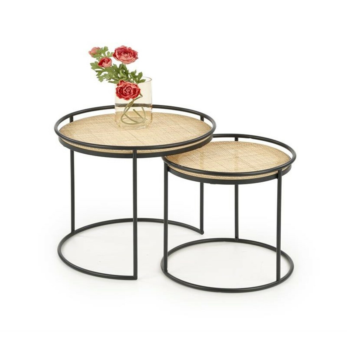 Carellia - Set de 2 tables basse - Naturel/Noir - Tables basses