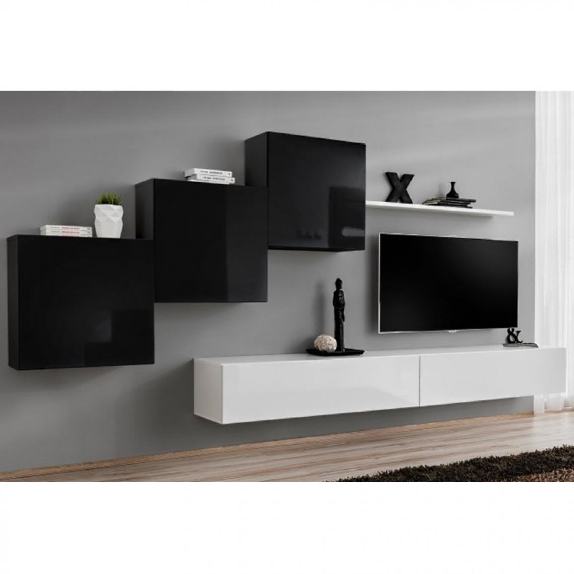 Ac-Deco - Meuble TV Mural Design Switch X 330cm Noir & Blanc - Meubles TV, Hi-Fi
