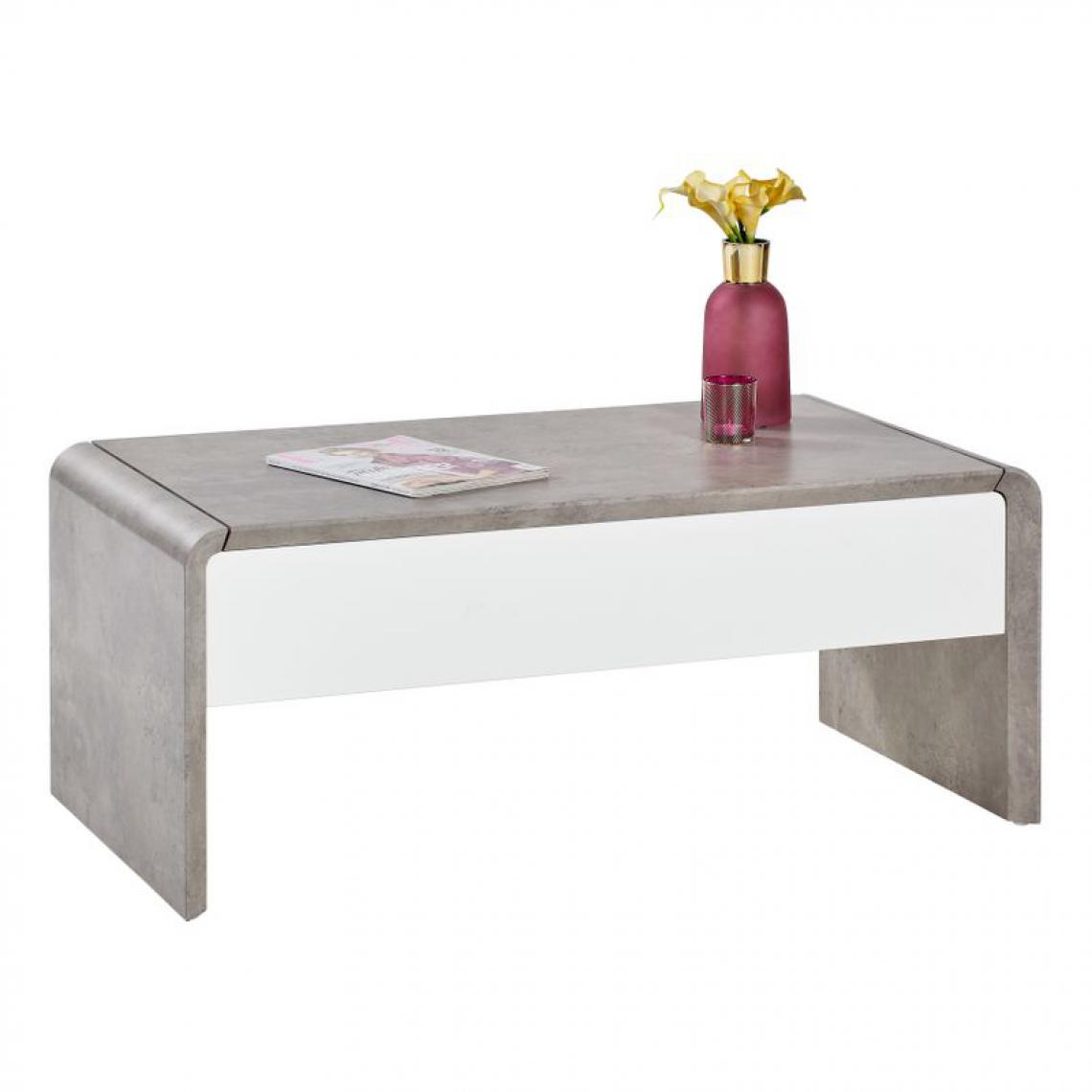 Modern Living - Table basse rectangulaire Giulia 2 imitation béton/ blanc - Tables basses