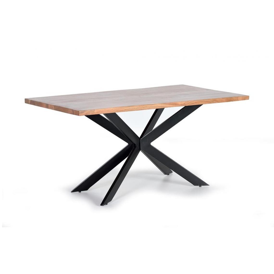 Pegane - Table à manger en bois d'acacia et métal coloris naturel / noir - longueur200 x profondeur100 x hauteur78 cm - Tables à manger