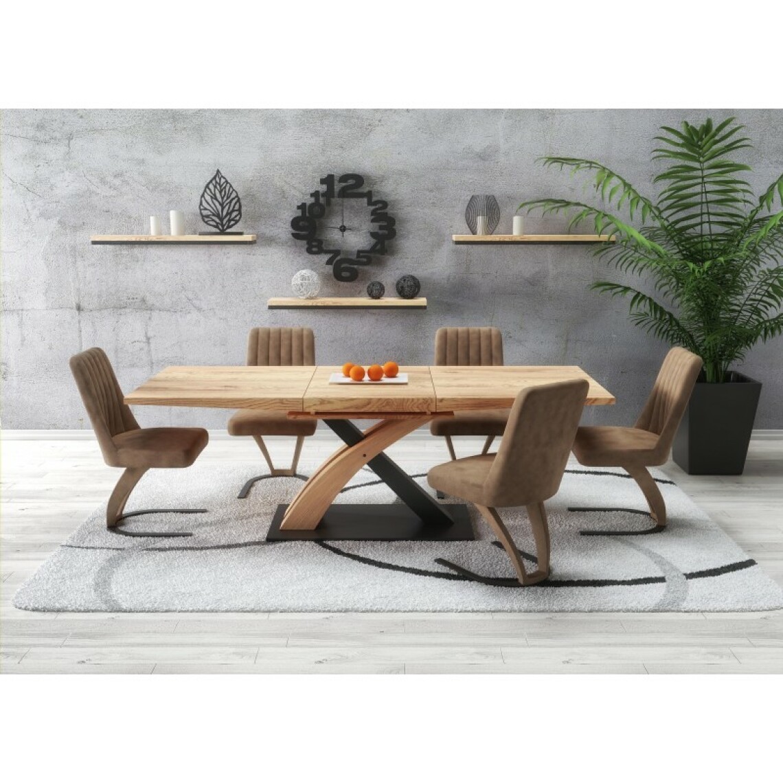 Carellia - Table à manger design extensible 160-220 cm x 90 cm x 77 cm - Chêne doré/Noir - Tables à manger