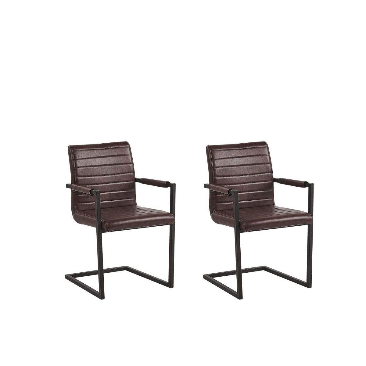 Beliani - Beliani Lot de 2 chaises de salle à manger en simili-cuir marron BUFORD - - Chaises